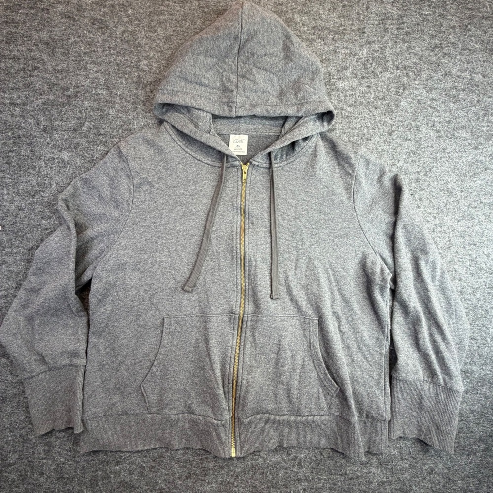 Cielo Zip Up Hoodie‎ Women XL Gray Cotton Blend Fleece Long Sleeve Sweatshirt